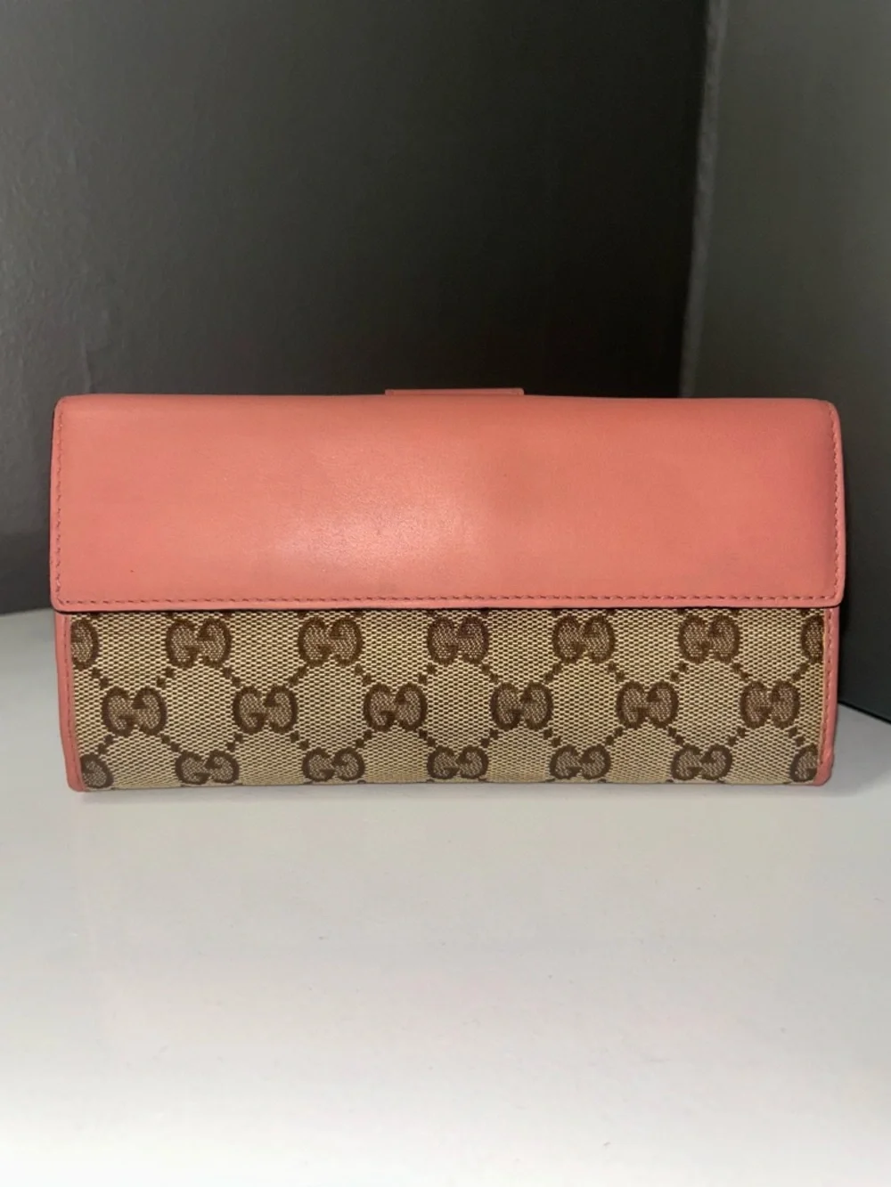 Gucci GG Monogram Canvas Pink Continental Heart Wallet - Picture 8 of 15